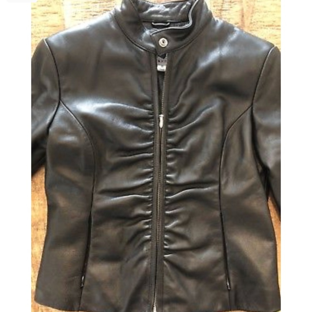 Black Genuine Leather Motorcycle Jacket, Small